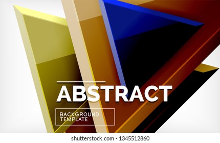 Tech futuristic geometric 3d shapes, minimal abstract background. Vector illustration