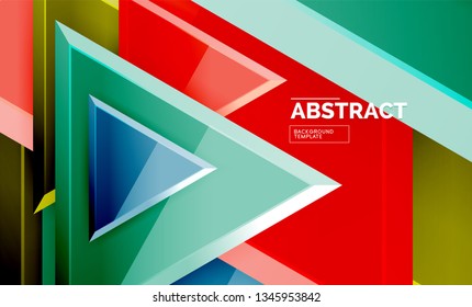 Tech futuristic geometric 3d shapes, minimal abstract background. Vector illustration