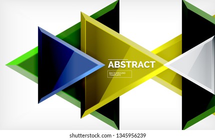 Tech futuristic geometric 3d shapes, minimal abstract background. Vector illustration