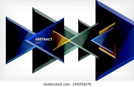 Tech futuristic geometric 3d shapes, minimal abstract background. Vector illustration