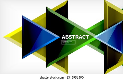 Tech futuristic geometric 3d shapes, minimal abstract background. Vector illustration