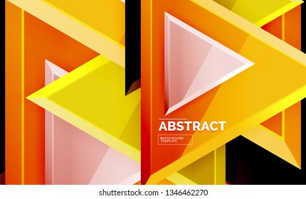 Tech futuristic geometric 3d shapes, minimal abstract background. Vector illustration