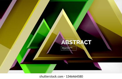 Tech futuristic geometric 3d shapes, minimal abstract background. Vector illustration