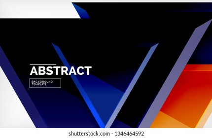Tech futuristic geometric 3d shapes, minimal abstract background. Vector illustration