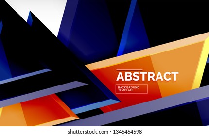 Tech futuristic geometric 3d shapes, minimal abstract background. Vector illustration