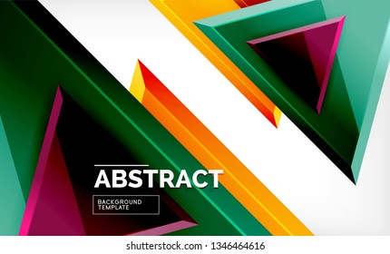 Tech futuristic geometric 3d shapes, minimal abstract background. Vector illustration