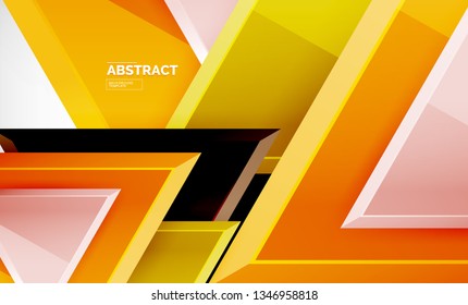 Tech futuristic geometric 3d shapes, minimal abstract background. Vector illustration