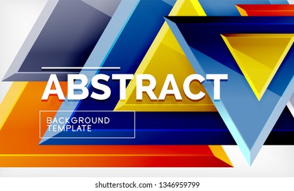 Tech futuristic geometric 3d shapes, minimal abstract background. Vector illustration