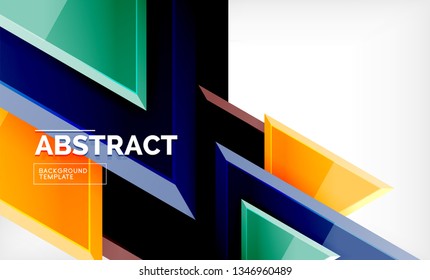 Tech futuristic geometric 3d shapes, minimal abstract background. Vector illustration