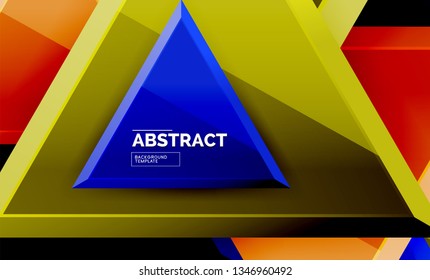 Tech futuristic geometric 3d shapes, minimal abstract background. Vector illustration