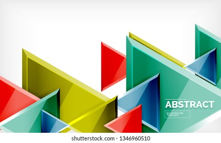 Tech futuristic geometric 3d shapes, minimal abstract background. Vector illustration
