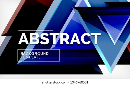 Tech futuristic geometric 3d shapes, minimal abstract background. Vector illustration