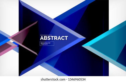 Tech futuristic geometric 3d shapes, minimal abstract background. Vector illustration