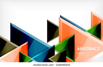 Tech futuristic geometric 3d shapes, minimal abstract background. Vector illustration