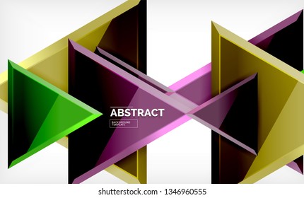 Tech futuristic geometric 3d shapes, minimal abstract background. Vector illustration