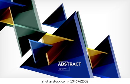 Tech futuristic geometric 3d shapes, minimal abstract background. Vector illustration