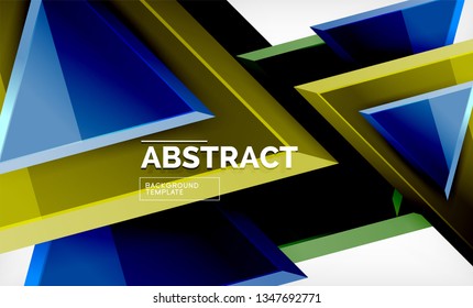 Tech futuristic geometric 3d shapes, minimal abstract background. Vector illustration