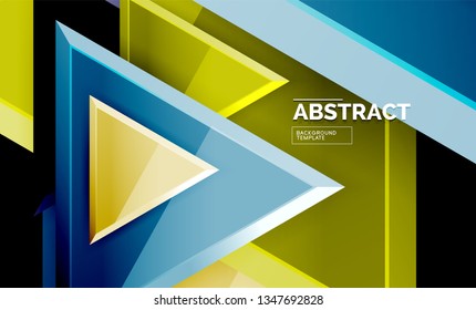 Tech futuristic geometric 3d shapes, minimal abstract background. Vector illustration