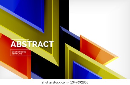 Tech futuristic geometric 3d shapes, minimal abstract background. Vector illustration