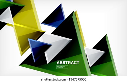 Tech futuristic geometric 3d shapes, minimal abstract background. Vector illustration