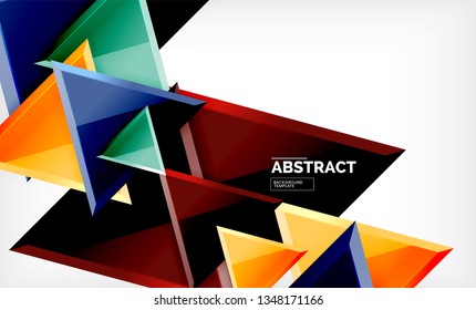 Tech futuristic geometric 3d shapes, minimal abstract background. Vector illustration