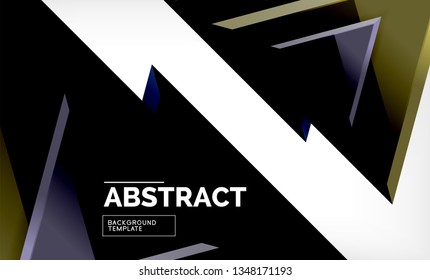 Tech futuristic geometric 3d shapes, minimal abstract background. Vector illustration