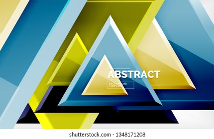 Tech futuristic geometric 3d shapes, minimal abstract background. Vector illustration