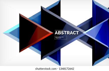 Tech futuristic geometric 3d shapes, minimal abstract background. Vector illustration