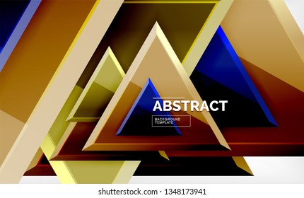 Tech futuristic geometric 3d shapes, minimal abstract background. Vector illustration