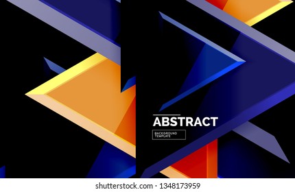 Tech futuristic geometric 3d shapes, minimal abstract background. Vector illustration