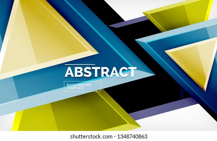 Tech futuristic geometric 3d shapes, minimal abstract background. Vector illustration
