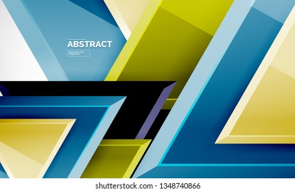 Tech futuristic geometric 3d shapes, minimal abstract background. Vector illustration