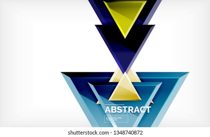 Tech futuristic geometric 3d shapes, minimal abstract background. Vector illustration