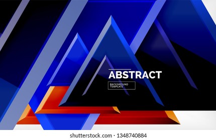 Tech futuristic geometric 3d shapes, minimal abstract background. Vector illustration