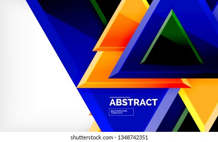 Tech futuristic geometric 3d shapes, minimal abstract background. Vector illustration
