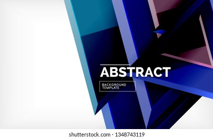 Tech futuristic geometric 3d shapes, minimal abstract background. Vector illustration