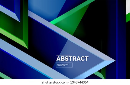 Formas 3d geométricas tecnológicas futuristas, fondo abstracto mínimo. Ilustración del vector