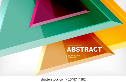 Tech futuristic geometric 3d shapes, minimal abstract background. Vector illustration