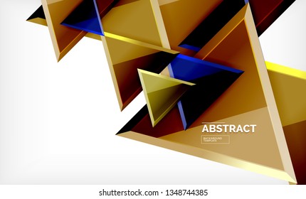 Tech futuristic geometric 3d shapes, minimal abstract background. Vector illustration