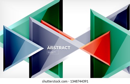 Tech futuristic geometric 3d shapes, minimal abstract background. Vector illustration