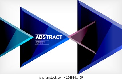 Tech futuristic geometric 3d shapes, minimal abstract background. Vector illustration