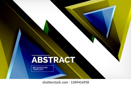 Tech futuristic geometric 3d shapes, minimal abstract background. Vector illustration
