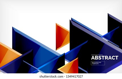 Tech futuristic geometric 3d shapes, minimal abstract background. Vector illustration