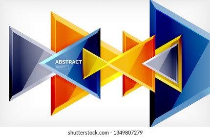 Tech futuristic geometric 3d shapes, minimal abstract background. Vector illustration