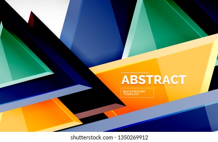 Tech futuristic geometric 3d shapes, minimal abstract background. Vector illustration