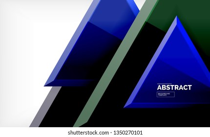 Tech futuristic geometric 3d shapes, minimal abstract background. Vector illustration