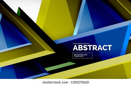 Tech futuristic geometric 3d shapes, minimal abstract background. Vector illustration