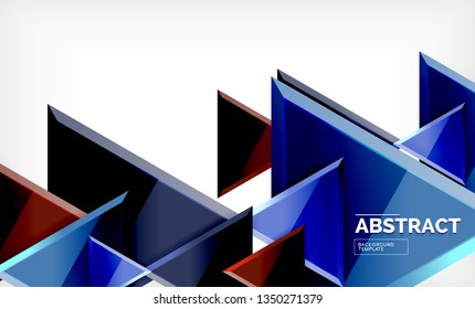 Tech futuristic geometric 3d shapes, minimal abstract background. Vector illustration