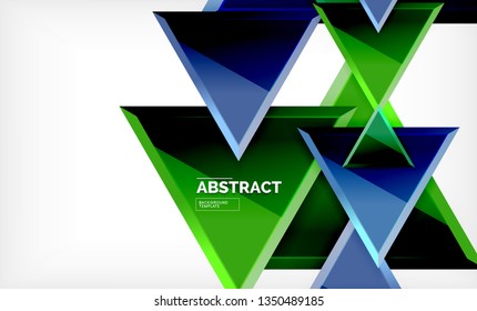 Tech futuristic geometric 3d shapes, minimal abstract background. Vector illustration
