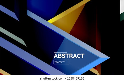 Tech futuristic geometric 3d shapes, minimal abstract background. Vector illustration